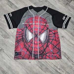 Vintage Spiderman Movie Promo Button Down Shirt Baseball Jersey AOP Mens XL
